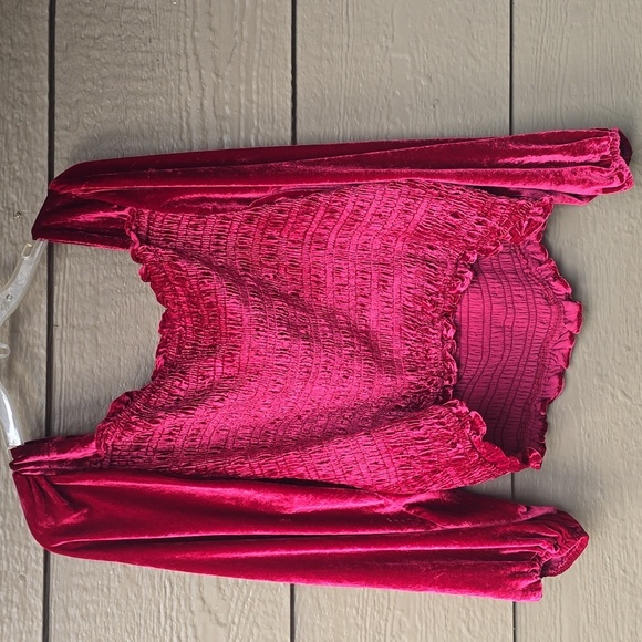 Torrid Velvet Smocked Blouson Sleeve Crop Top 3x NWT NEW - Picture 11 of 11